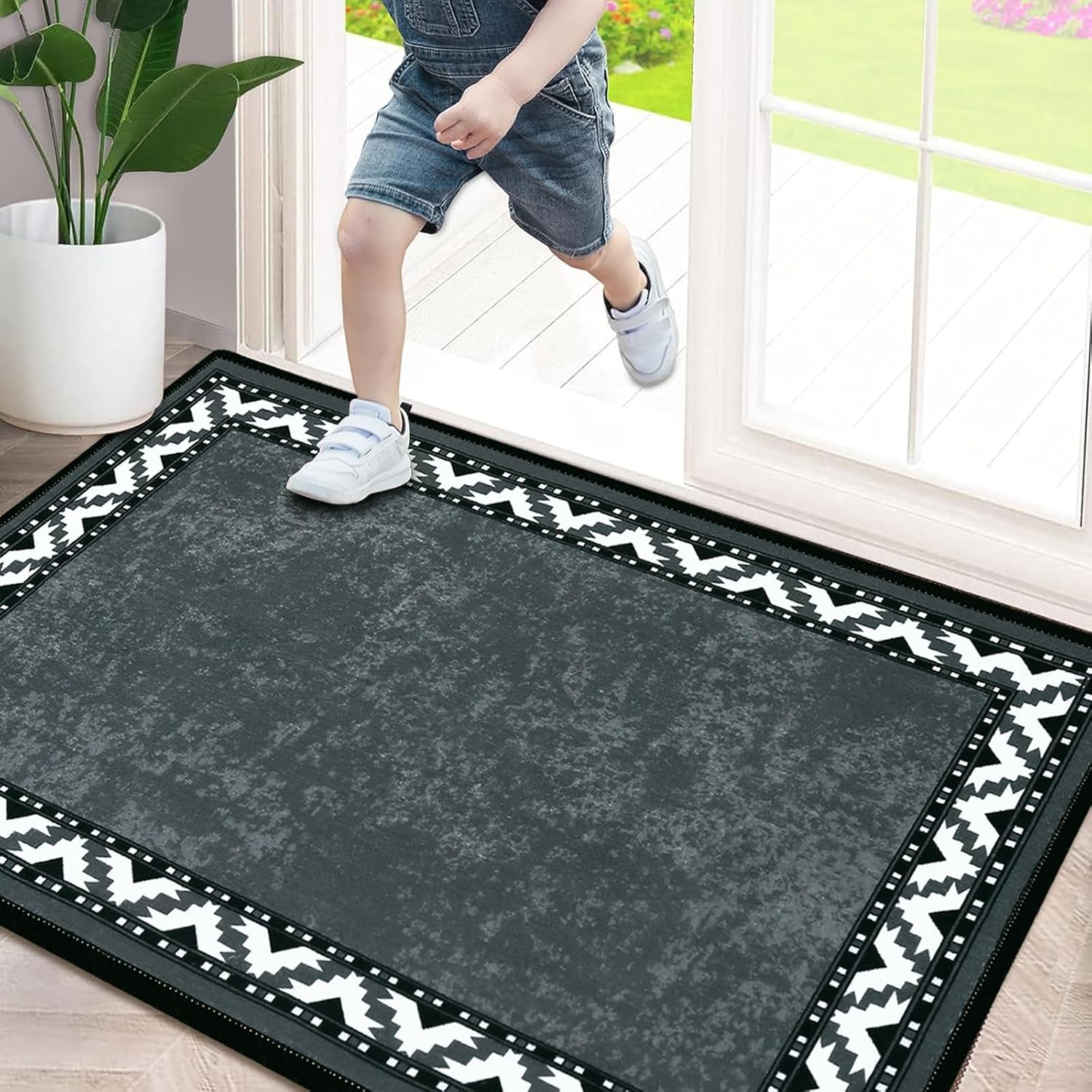 Rururug Door Mat 60x90cm, Door Mats Indoor non Slip Washable Front Door Mat Grey...