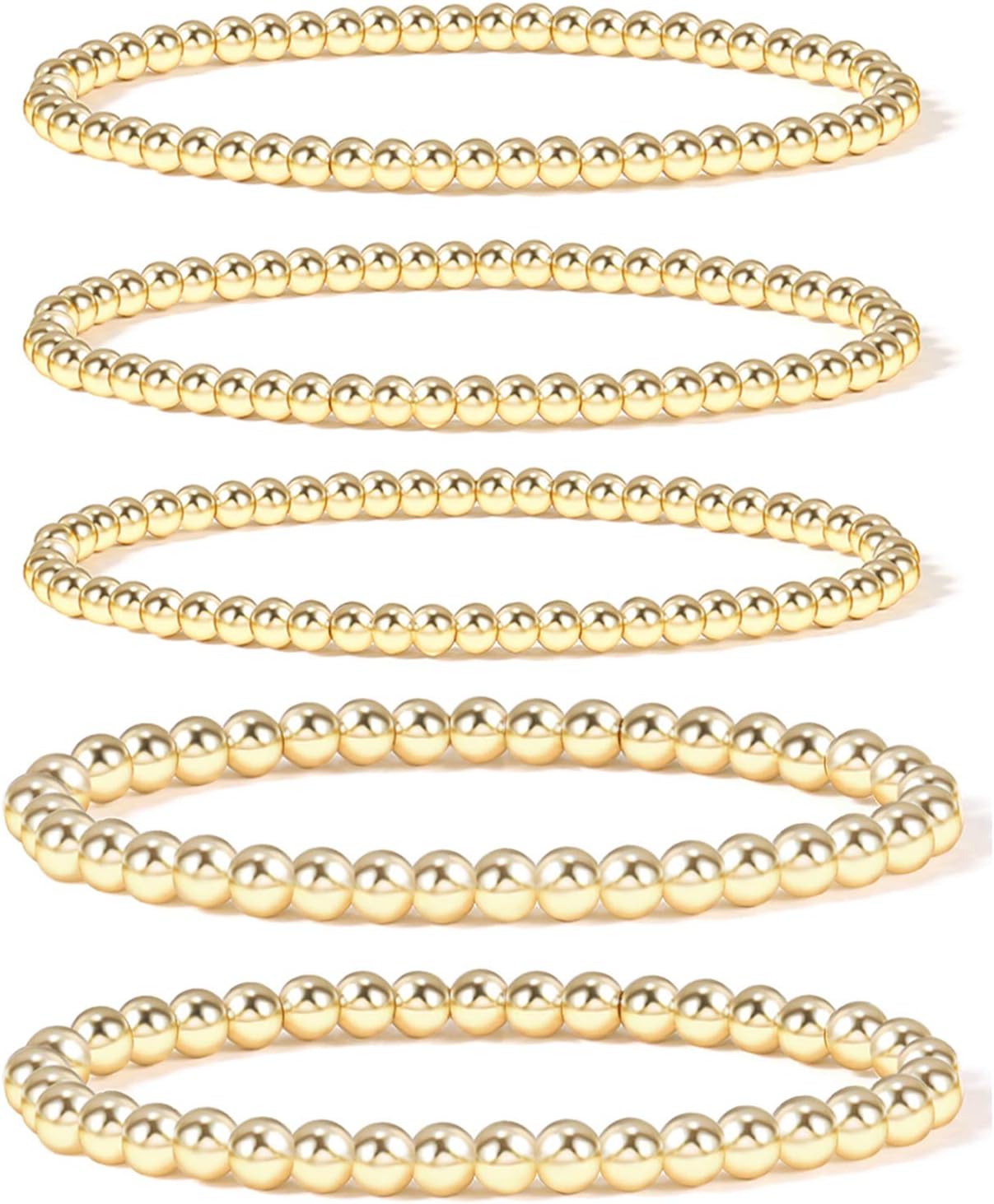 Badu Gold Bead Bracelet for Women 14K Gold Plated Bead Ball Bracelet Stretchable...