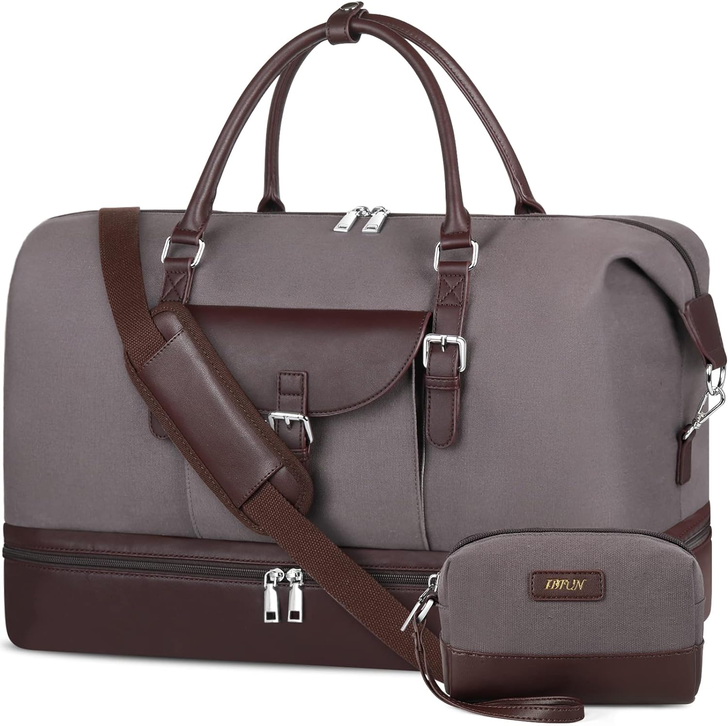 IBFUN Large Weekender Bags with Waterproof Shoe Compartment Canvas Travel Duffle...