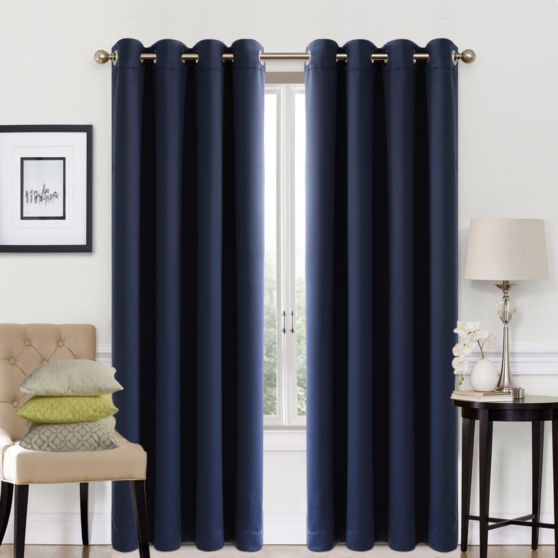 EASELAND Blackout Curtains 2 Panels Set Thermal Insulated Window Treatment Solid...