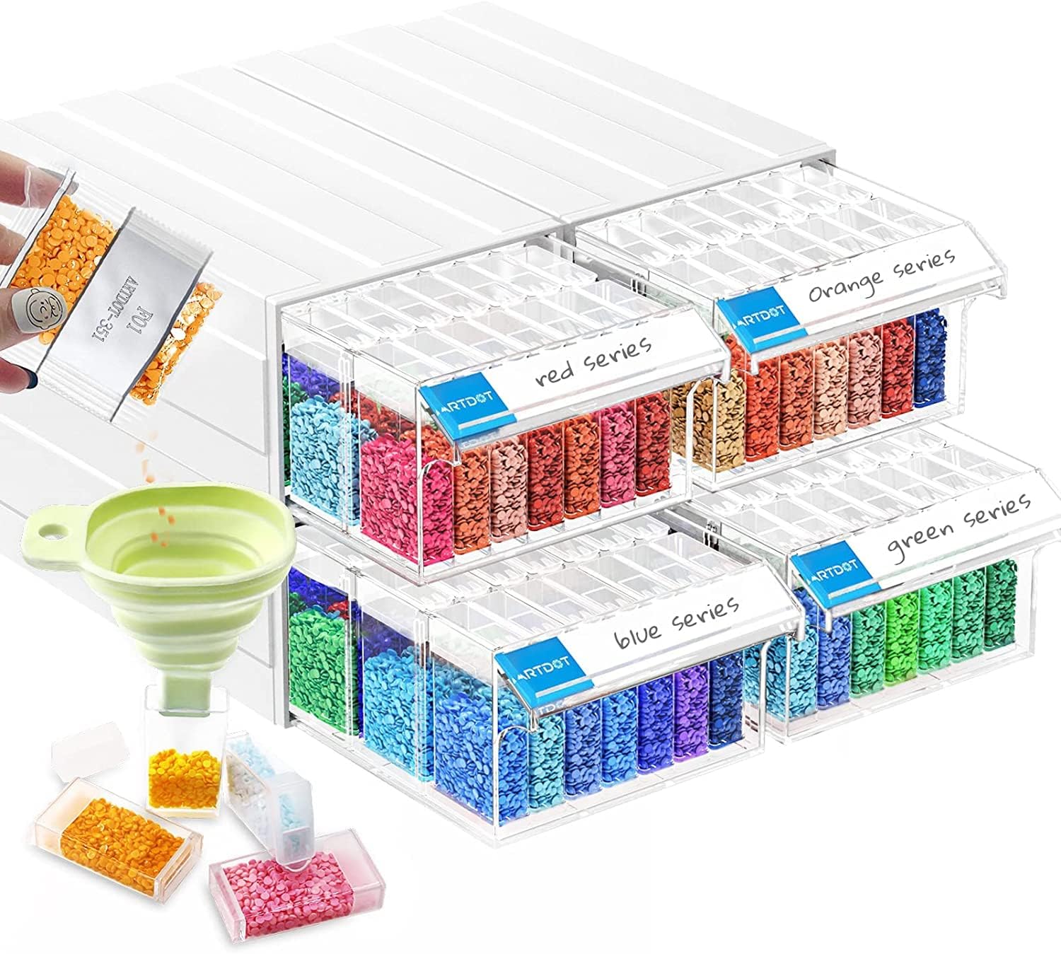 ARTDOT Diamond Painting Storage, 4 Pack Stackable Bead Organizer 140 Slots Indiv...
