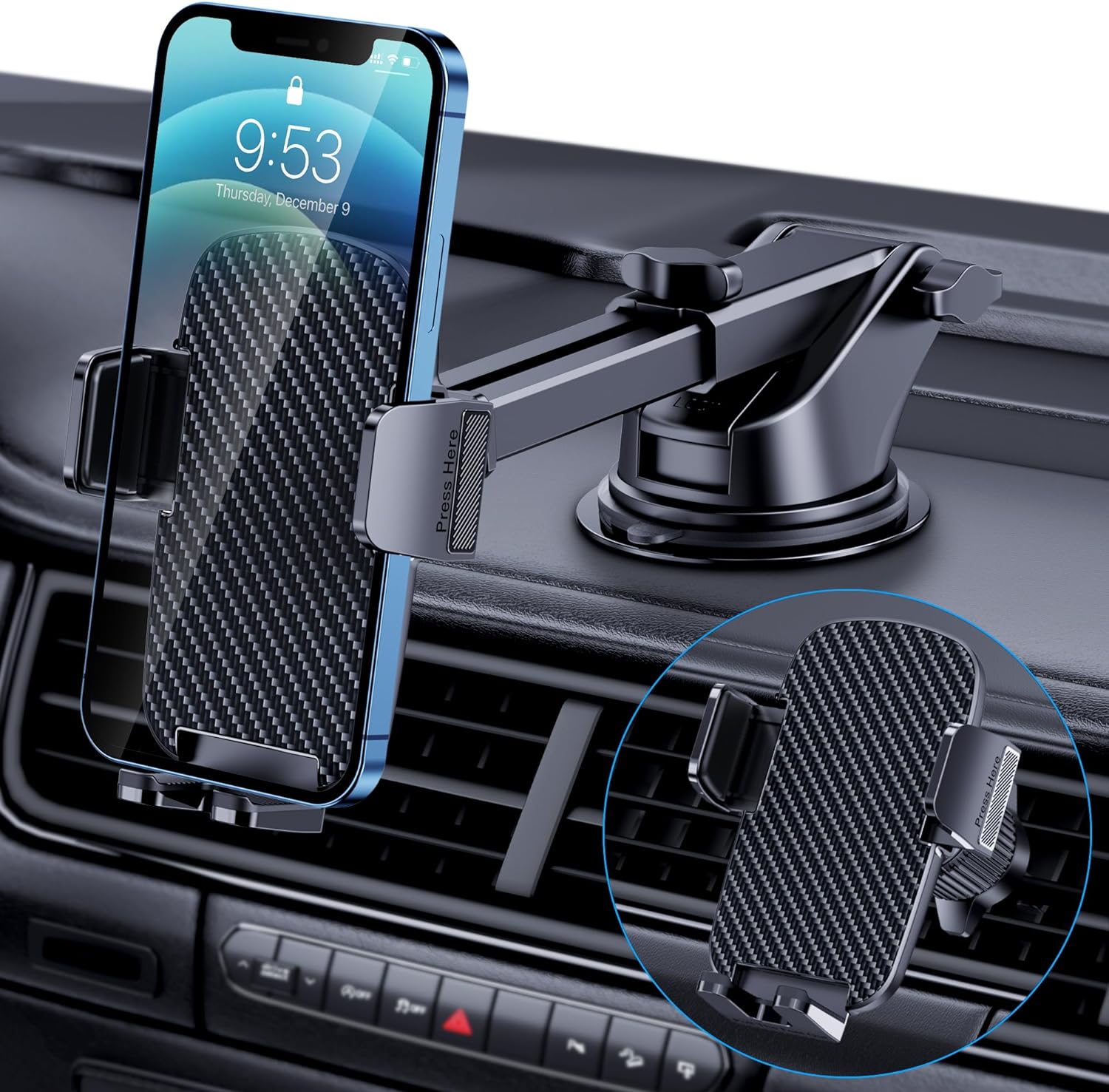 TICILFO Car Phone Holder [Military-Grade Suction] Phone Stand for Car [Super Sta...
