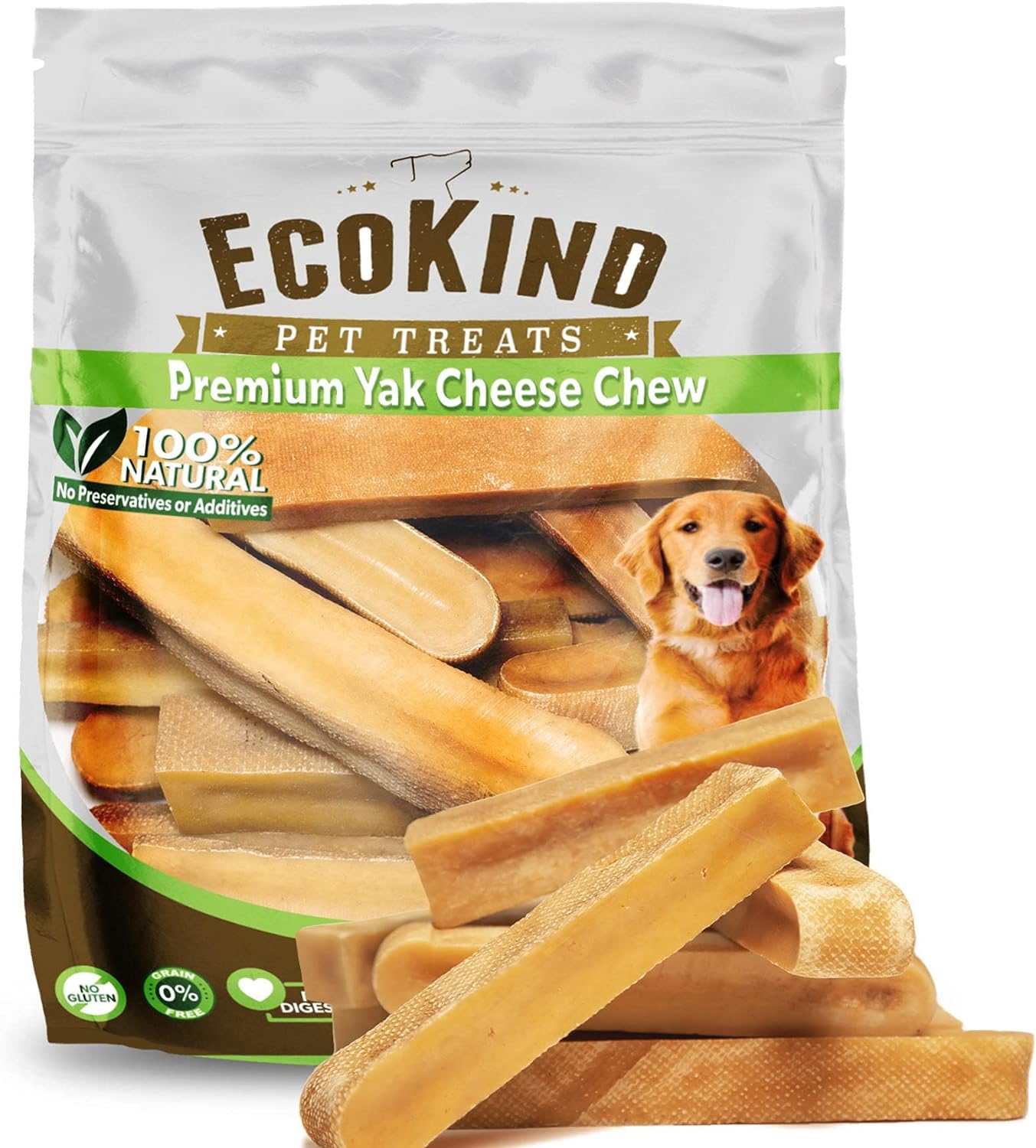 EcoKind Pet Treats Gold Yak Dog Chews | Grade A Quality, Healthy & Safe for Odor...