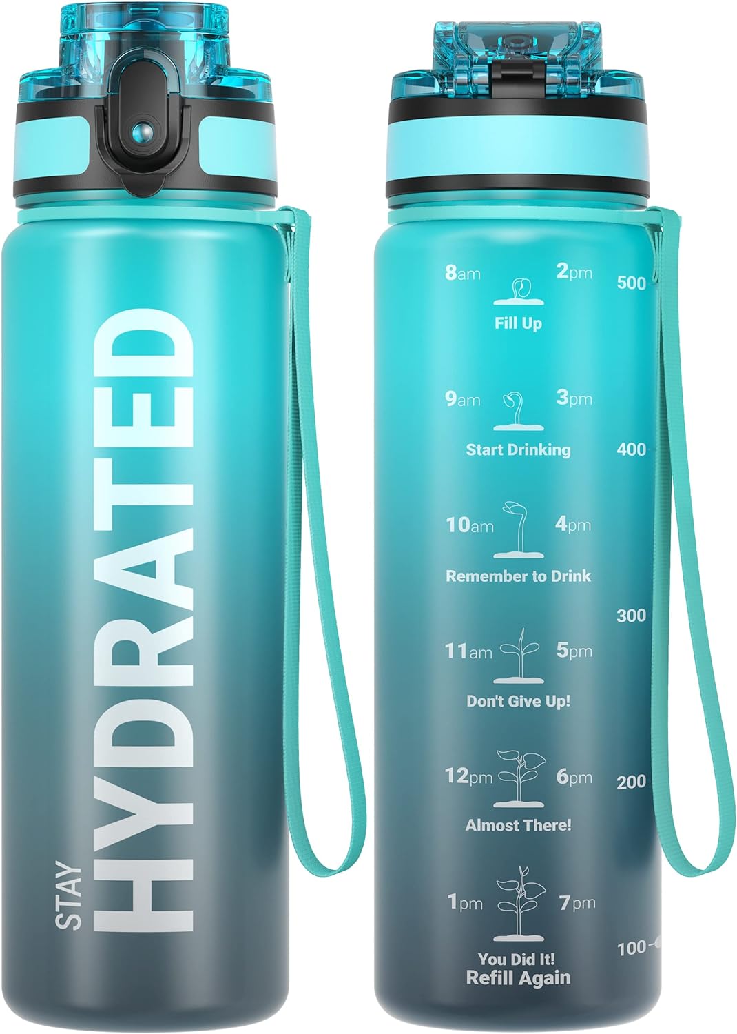 Sahara Sailor Water Bottles, 17oz Motivational Sports Water Bottle with Time Mar...