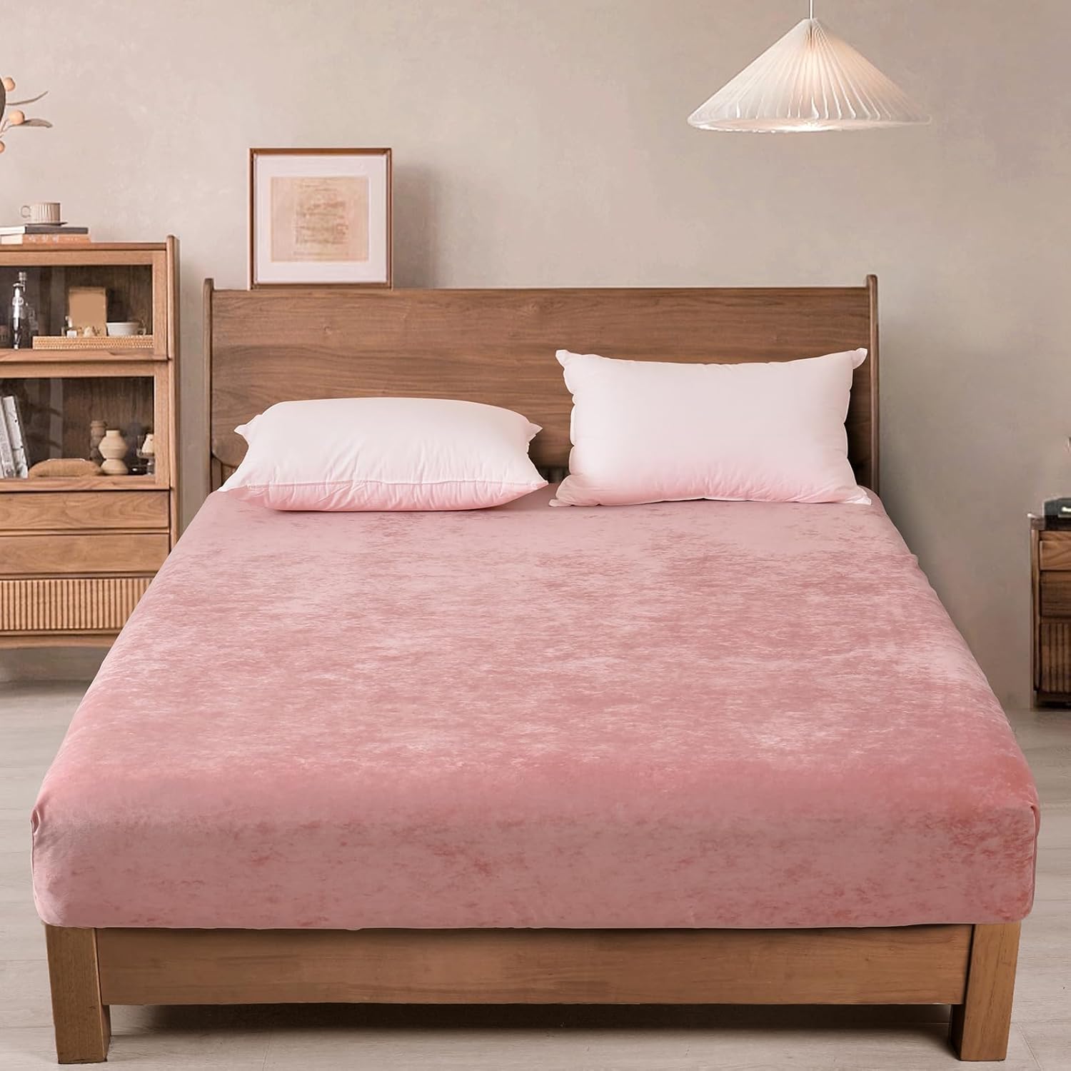 PHF Truly Velvet Fitted Sheet, Luxury King Size Fl...