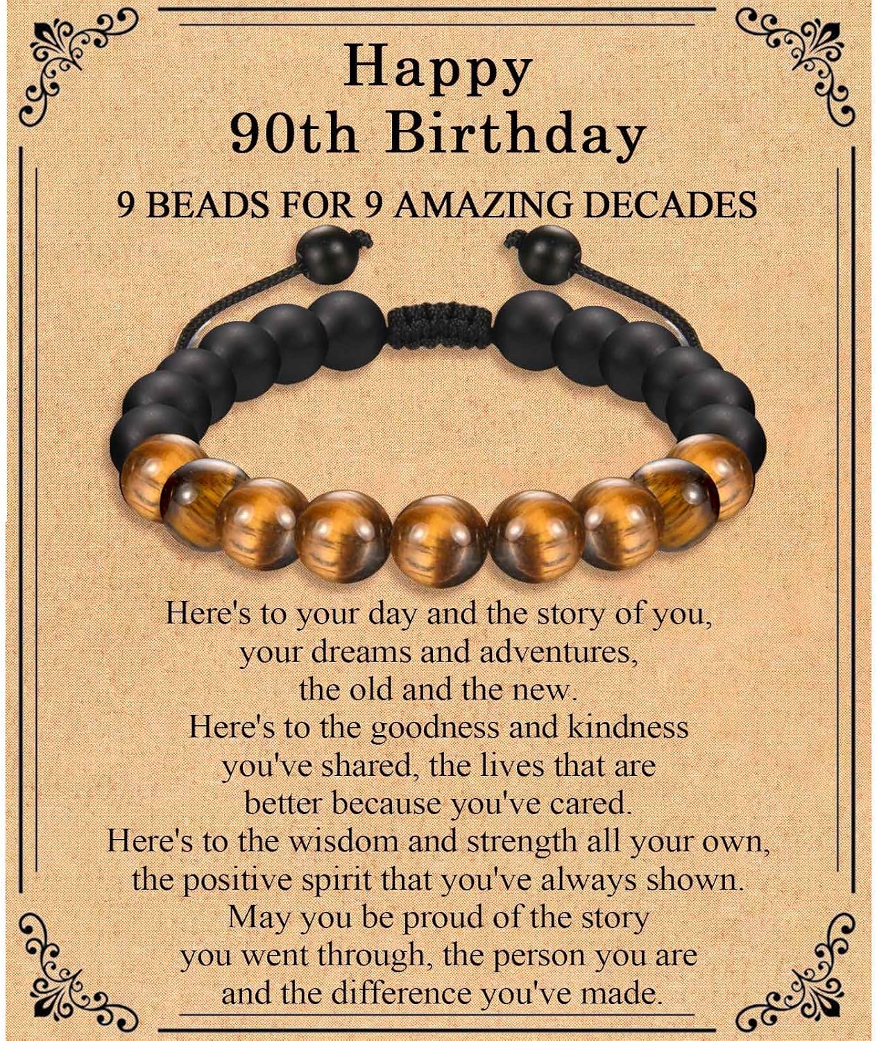 TEVOP 21st 30th 40th 50th 60th 70th Birthday Gifts for Men, Tiger Eye Stone Brac...