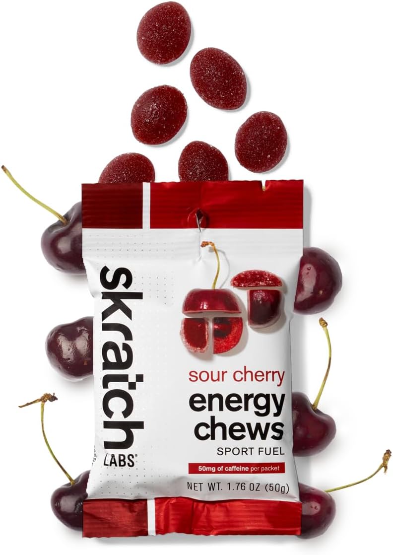 Skratch Labs Sport Energy Chews, Sour Cherry with Caffeine (10 Pack) - Developed...