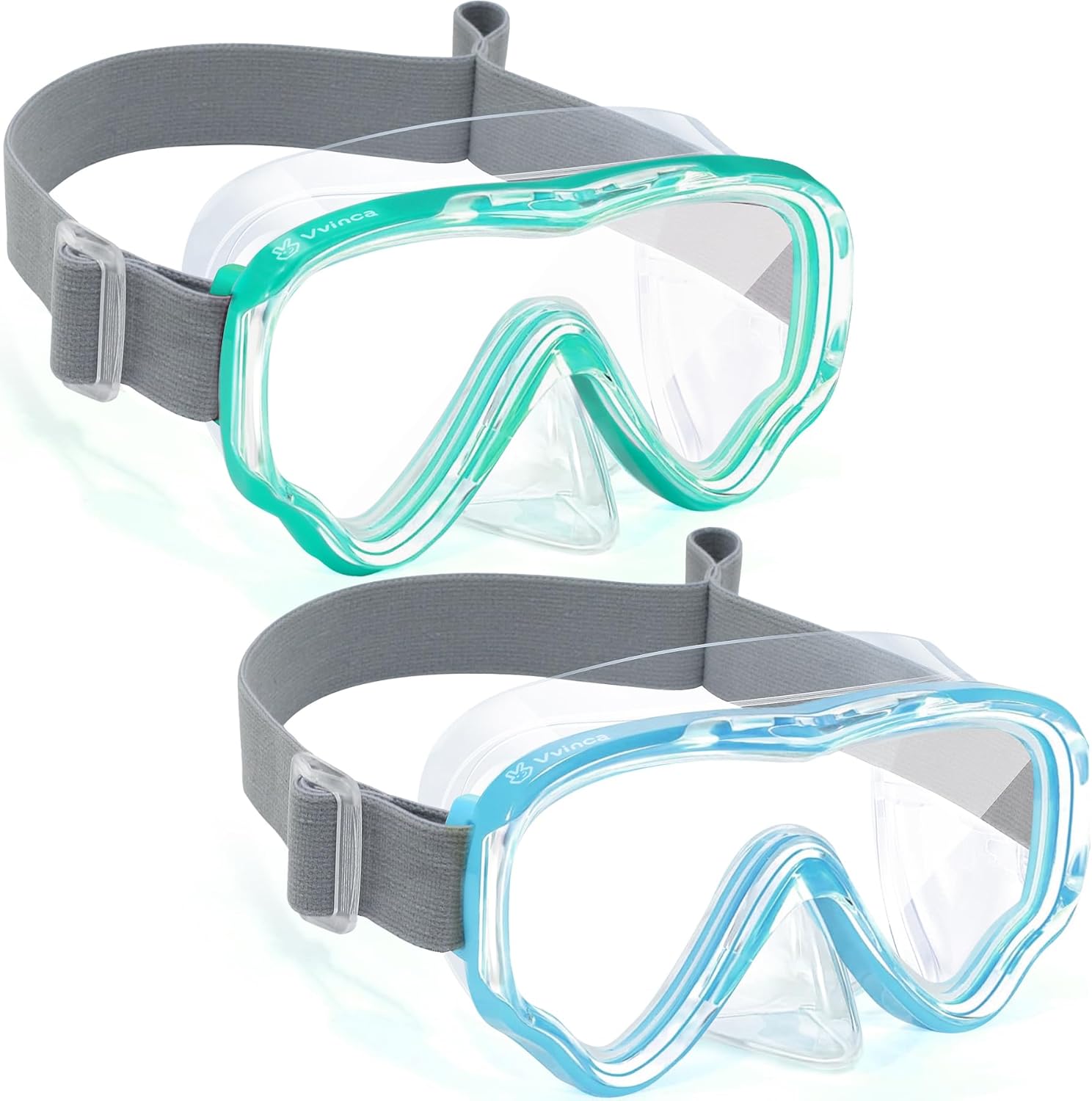 Vvinca Kids-Goggles with Nose Cover, Diving Mask Elastic Fabric Strap Anti Fog A...