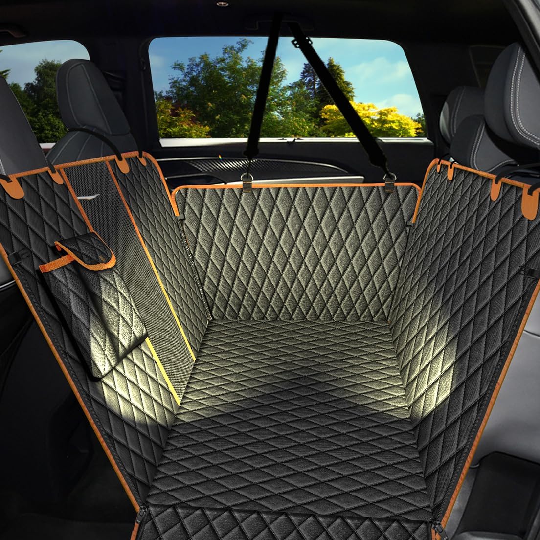 Waterproof Dog Car Seat Cover for Backseat ，Pet Travel Hammock with Seatbelt, P...