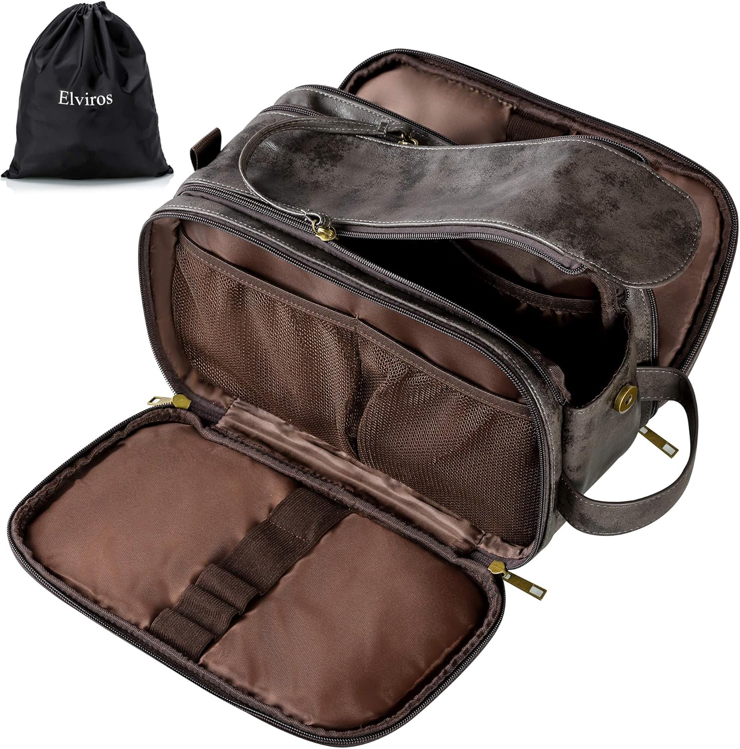 Elviros Travel Toiletry Bag for Men,Large Shaving Dopp Kit Water-resistant Bathr...