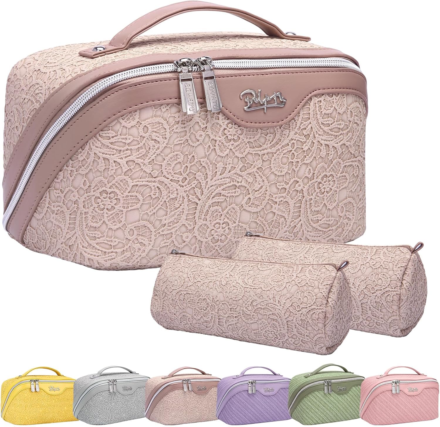 Travel Makeup Bag for Women Organizer: 3 Set Large Capacity Cosmetic Bags - Toil...