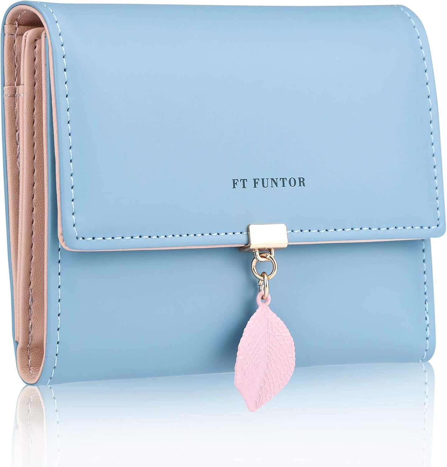 FT FUNTOR PU Leather Wallet for Women RFID-Blocking, Ladies Bifold Leaf Pendant...