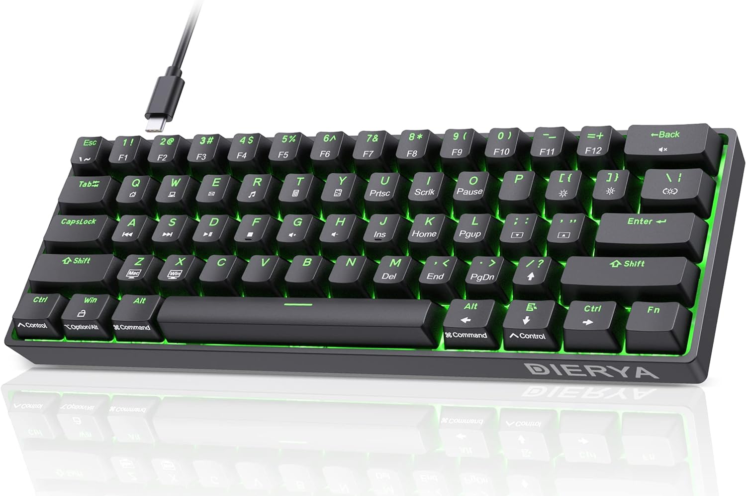 DIERYA 60% Mechanical Keyboard, DK61se Wired Gaming Keyboard with Brown Switches...