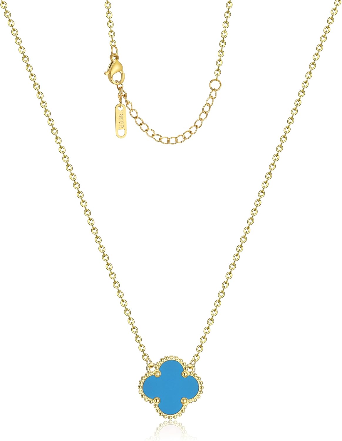Clover Pendant Necklace for Women 18K Gold Plated Four Leaf Clover Necklace Luck...