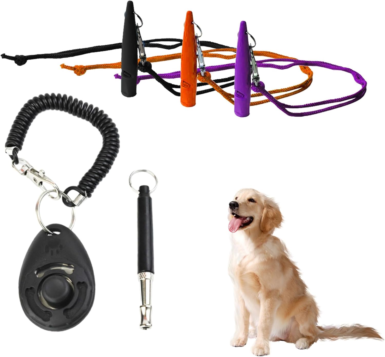 5 Pcs Plastic Dog Whistle Set, Professional Food-Grade ABS Material Dog Training...