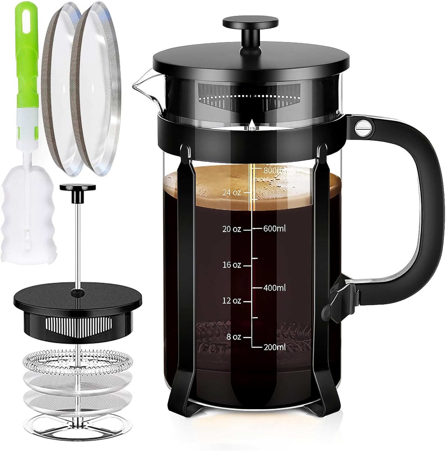 French Press Coffee Maker 304 Stainless Steel Coffee Press,with 4 Filters System...