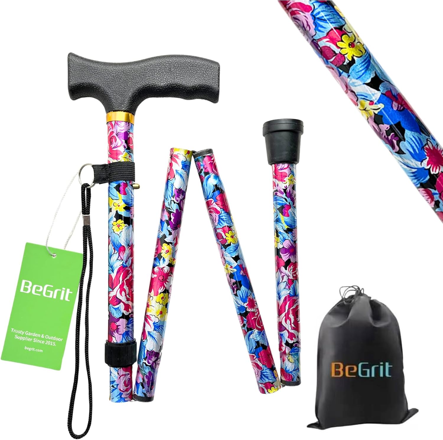 BeGrit Walking Sticks for Women Folding Walking Sticks Adjustable Walking Stick...