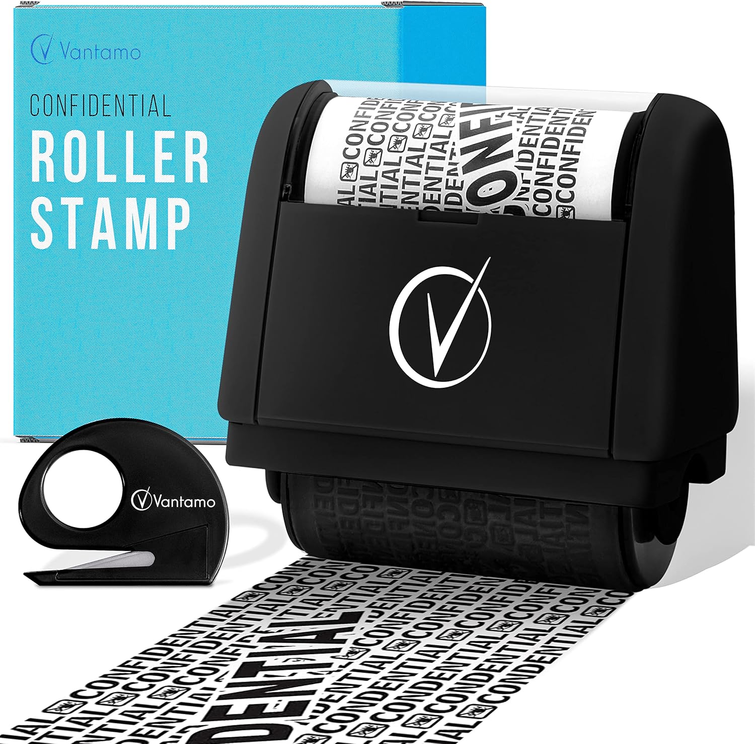 Wide Confidential Roller Stamp - Identity Protection Roller Stamps with Box Cutt...