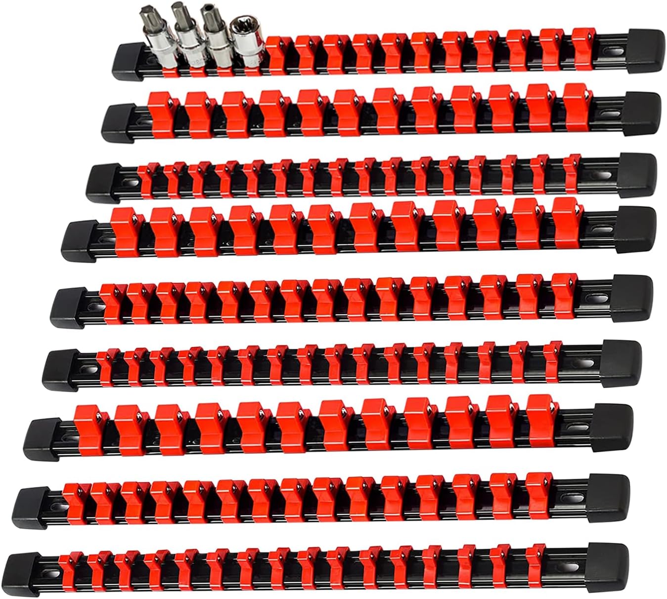 AMM 9-Piece Socket Organizer, 1/2 inch, 3/8 inch and 1/4 inch Drive ABS Tools-Re...