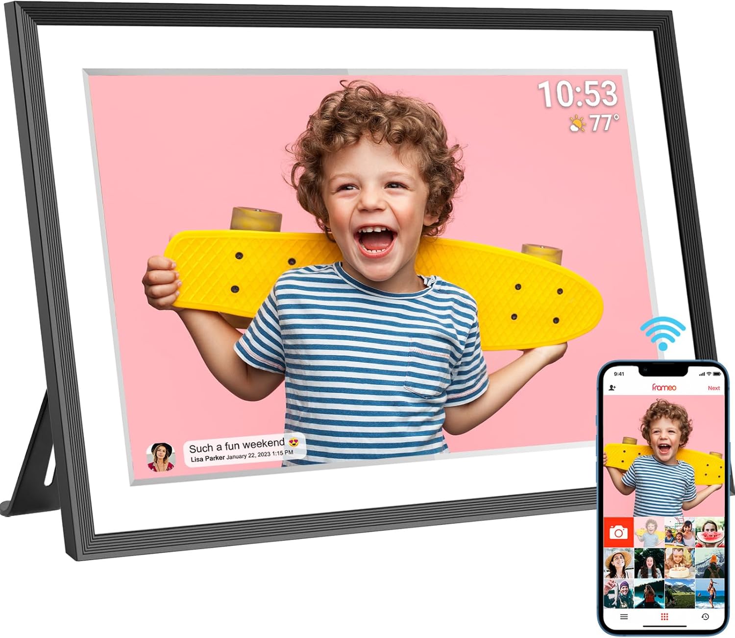 32GB FRAMEO 10.1 Inch Smart WiFi Digital Photo Frame 1280x800 IPS LCD Touch Scre...
