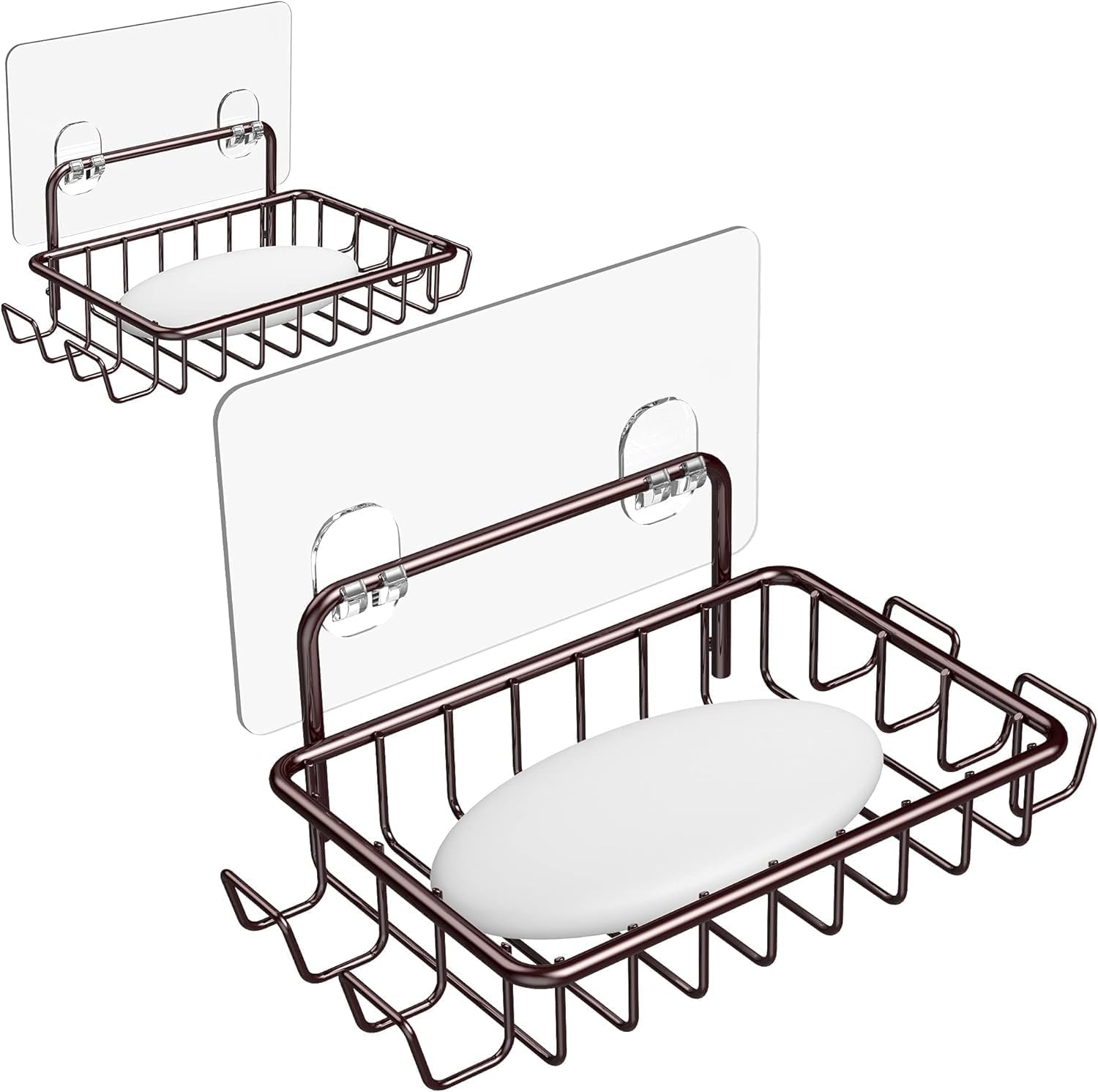 Nieifi Soap Dish,Bar Soap Holder for Shower Wall with 4 Hooks Stainless Steel Ad...