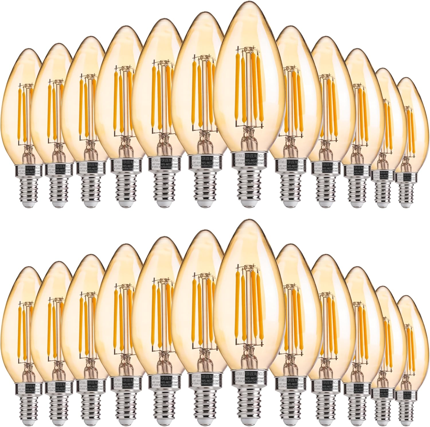 FLSNT Amber LED Candelabra Light Bulbs 40W Equivalent, B11 E12 LED Chandelier Bu...