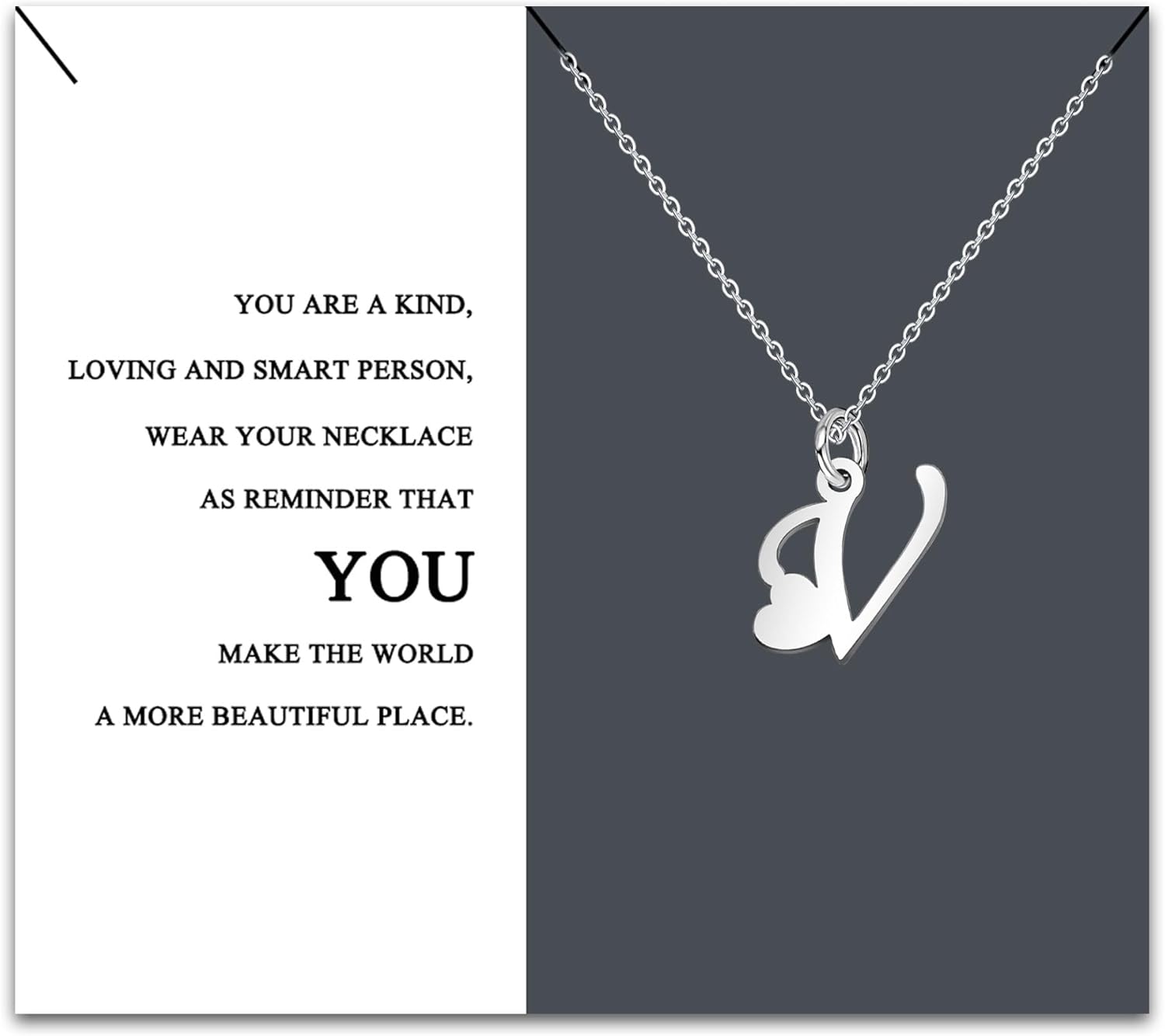HEYEJET Necklace Women's Charm Jewellery Letters A-Z Stainless Steel Fine Chain...