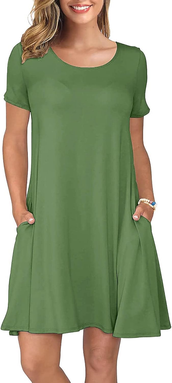 KORSIS Summer Dresses for Women Casual T Shirt Dresses Swing Flowy Beach Vacatio...