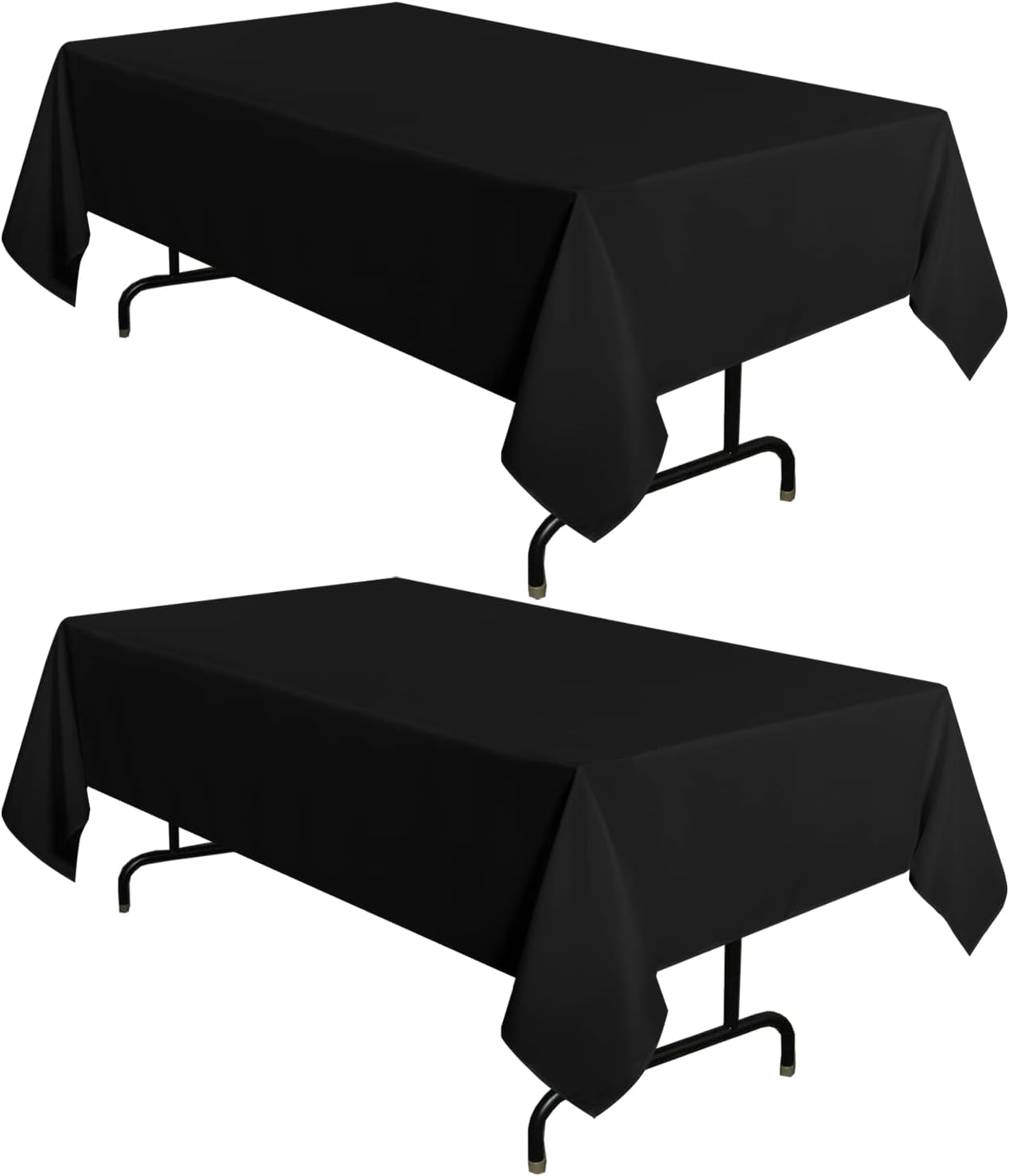 sancua 2 Pack Black Tablecloth 60 x 84 Inch, Rectangle 4 Feet Table Cloth - Stai...