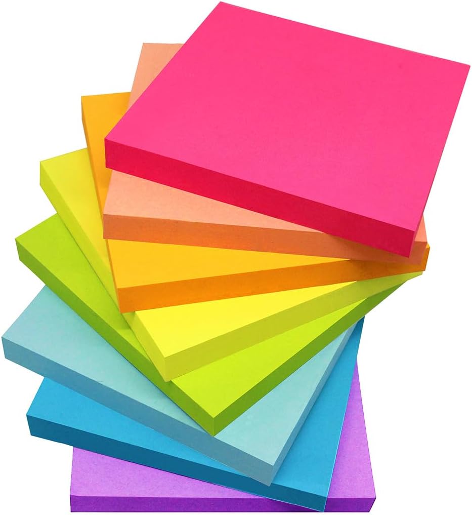 Sticky Notes 3x3 Inches,Bright Colors Self-Stick Pads, Easy to Post for Home, Of...