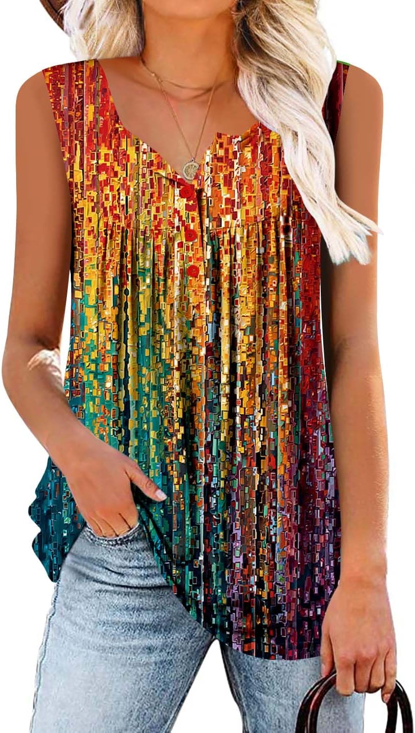 CHICZONE Womens Sleeveless Blouses Loose Fitting V Neck Tank Tops Summer Shirts...