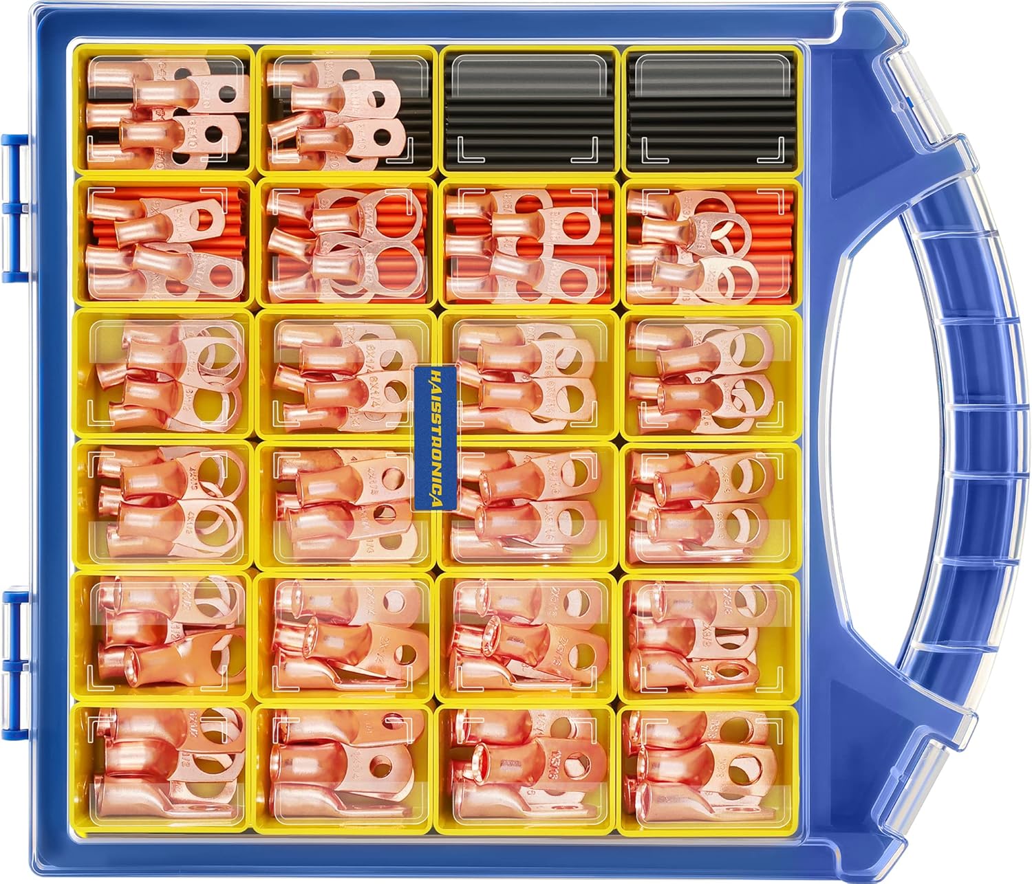 haisstronica 220PCS Battery Cable Ends Kit,110PCS AWG 8 6 4 2 1 Heavy Duty Coppe...