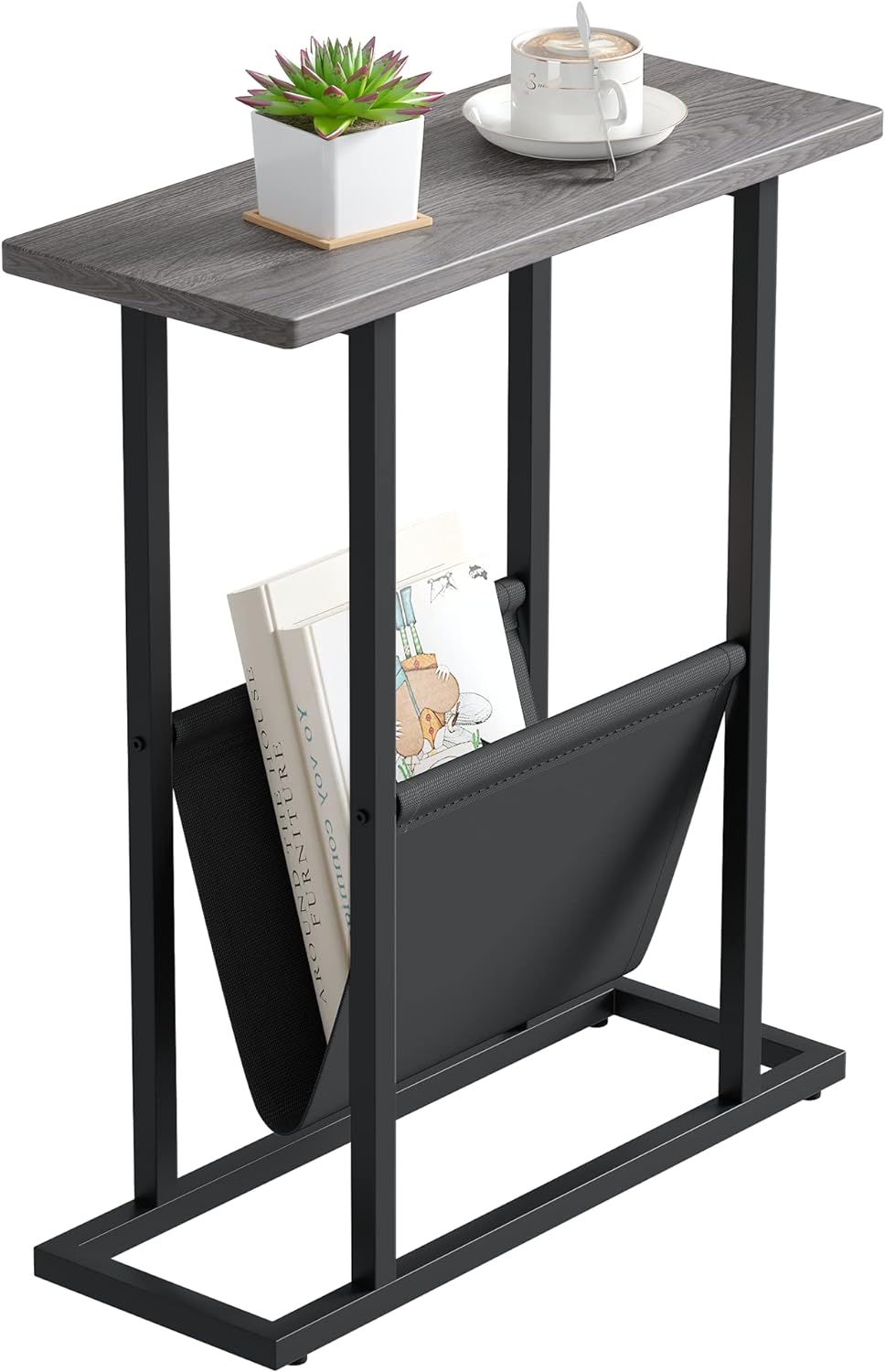 Yusong Small Narrow Side Table for Small Spaces, 17.7" W Slim End Table Magazine...