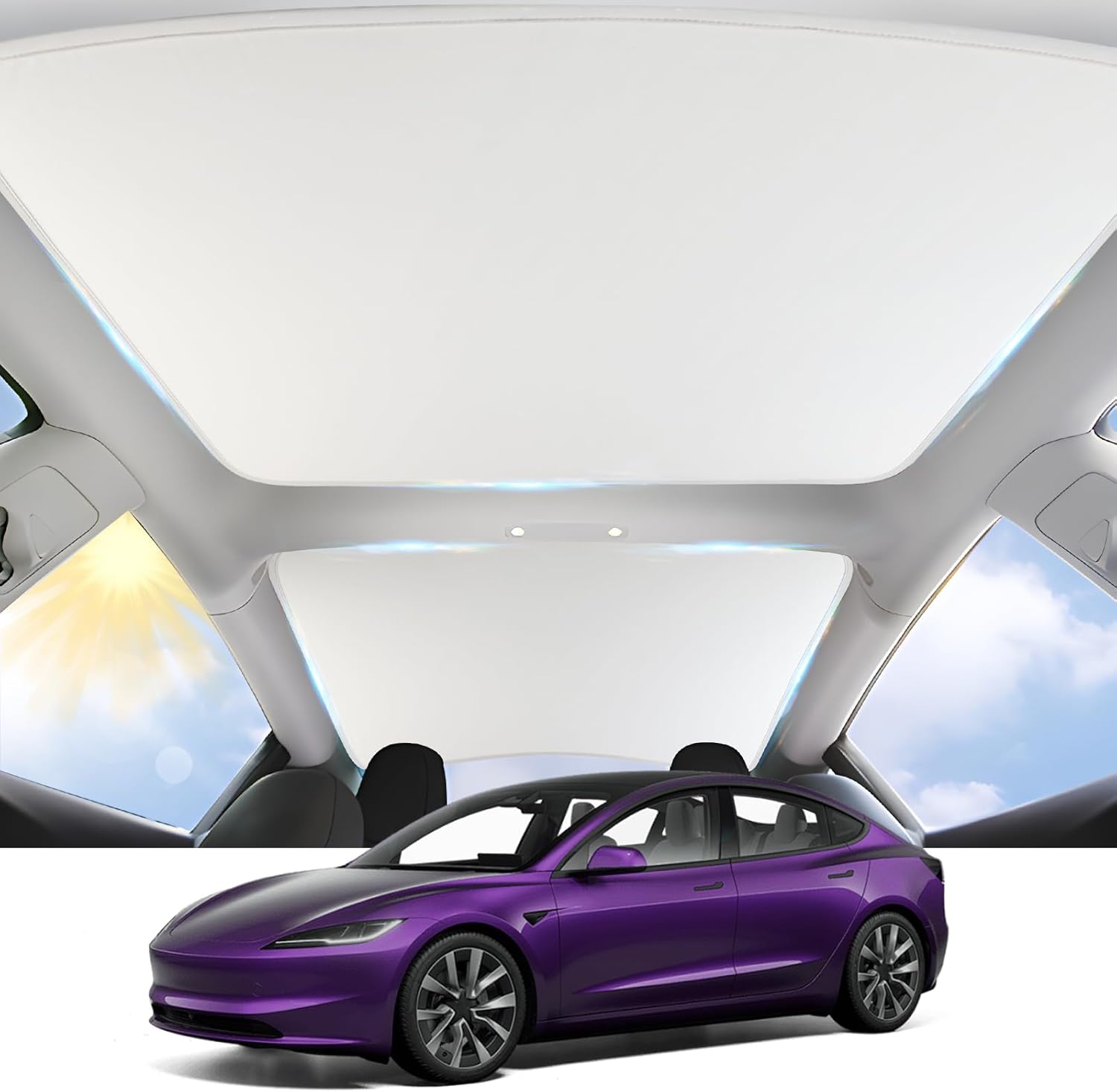 2024 Newest Sunshade Roof for Tesla Model 3 2024 No-Sag Design Roof Sun Shade fo...