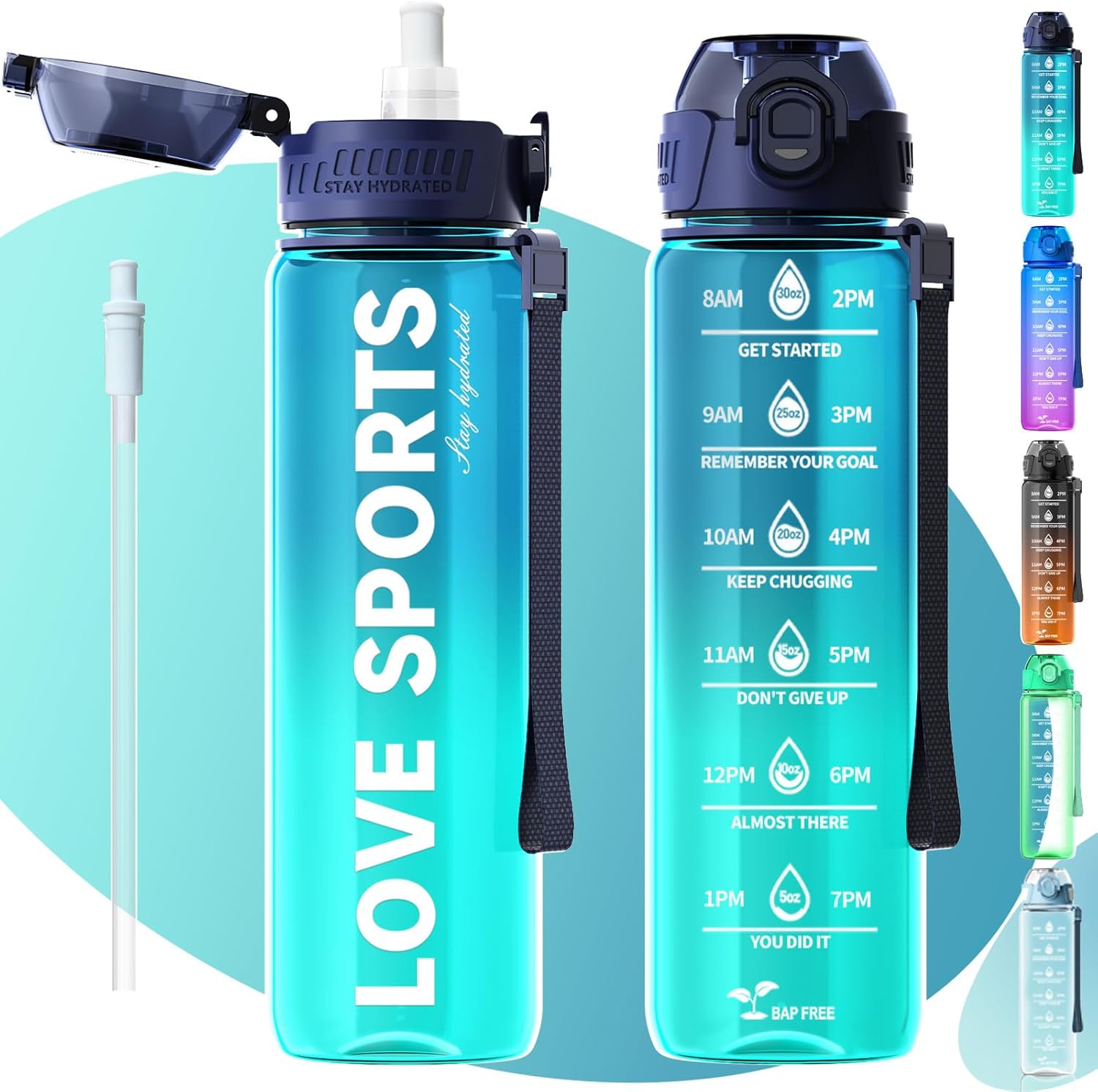 MYFOREST 1000ml/32oz Tritan™ Water Bottle, [Gulp/Sip 2-in-1] 100% Dishwasher-Saf...