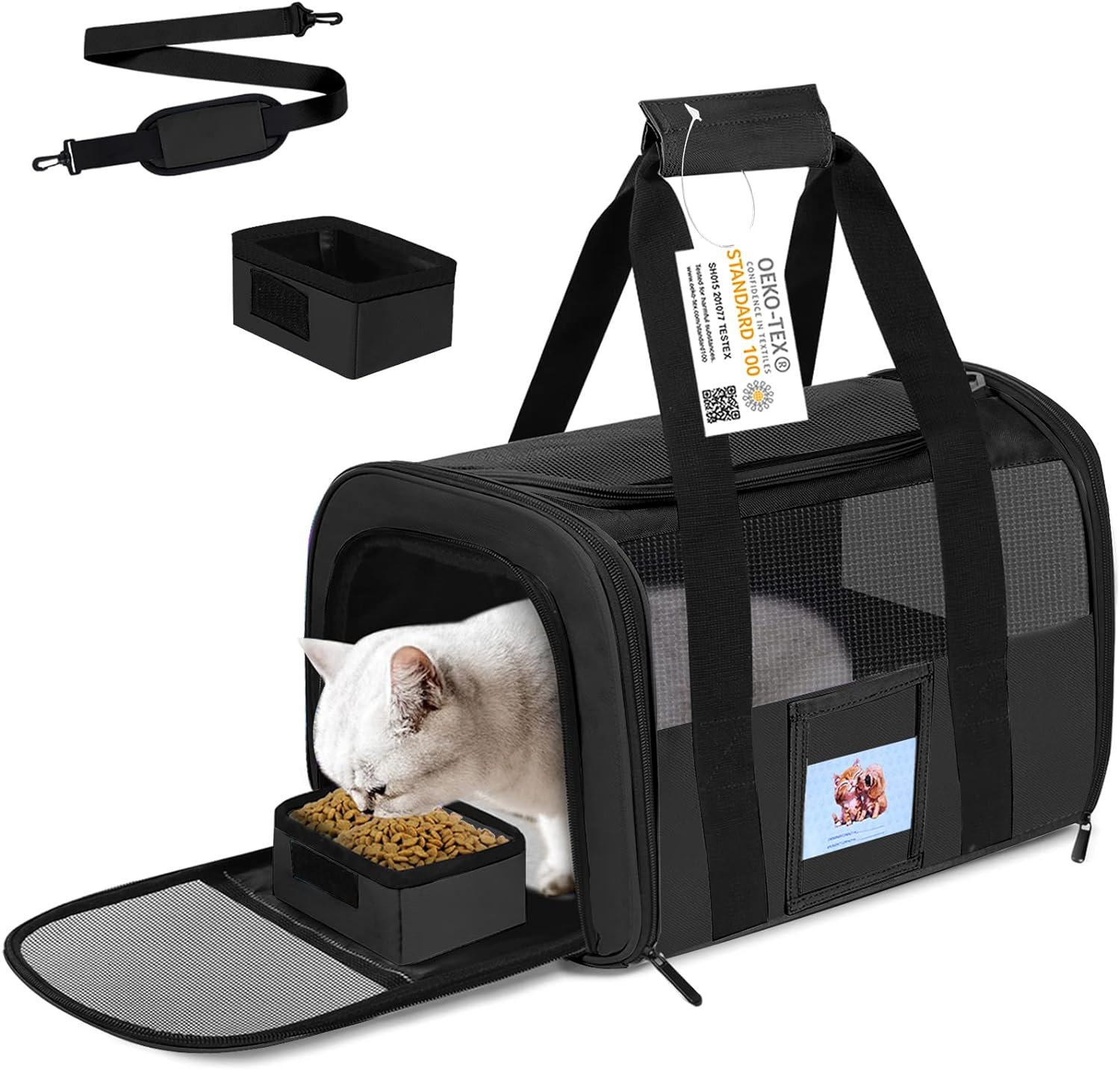 Pet Carrier - Airline Approved for Small Dogs, Kittens, Cats Under 15lb - Collap...