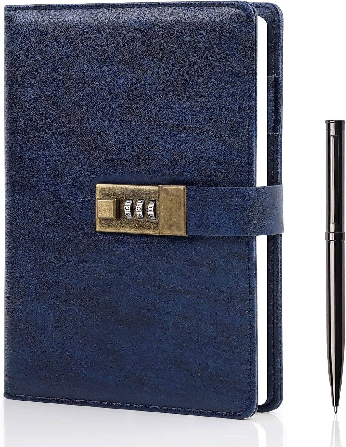 WEMATE Diary with Lock, A5 PU Leather Journal with Lock 240 Pages, Vintage Lock...