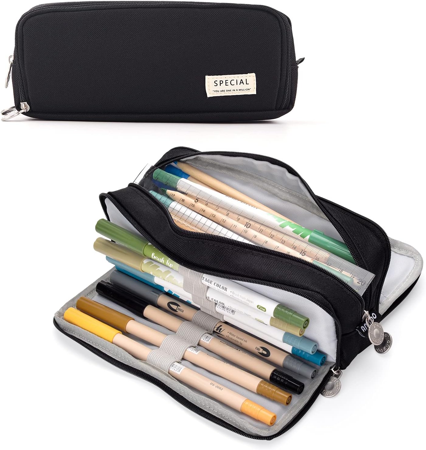 TOYESS Large School Pencil Case, 3 Tier Compartments, Multifunctional Portable P...