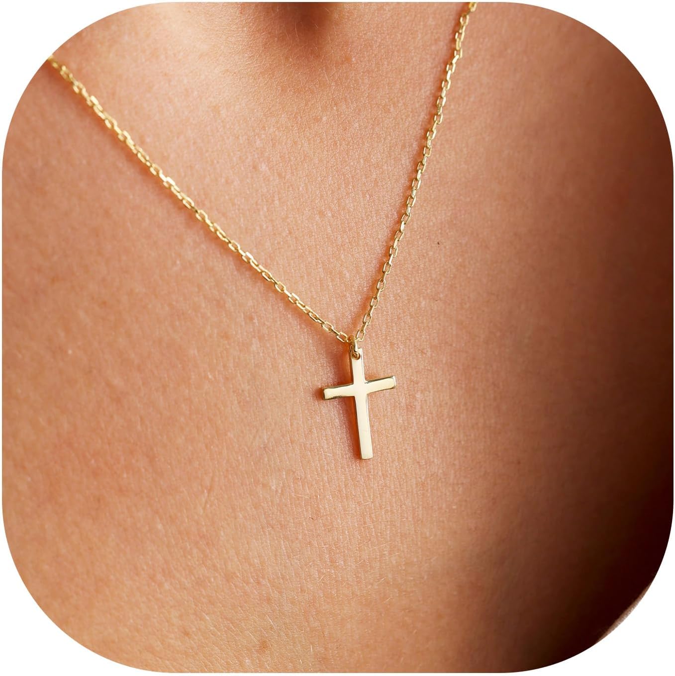 MONOZO Cross Necklace for Women，14K Gold Plated Cross Necklace Layered Gold Cro...