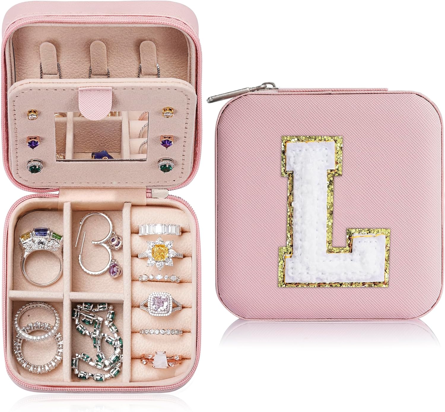 Preppy Stuff & Room Decor - Personalized Pink Travel Jewelry Case Jewelry Box fo...