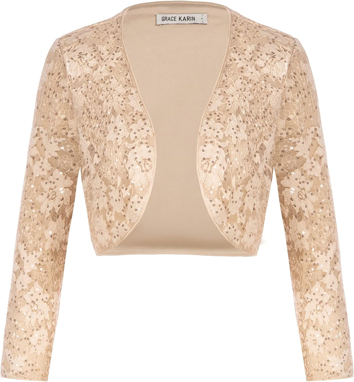 GRACE KARIN Women Sparkle Glitter Sequin Lace Shrug 3/4 Sleeve Cardigan Vintage...
