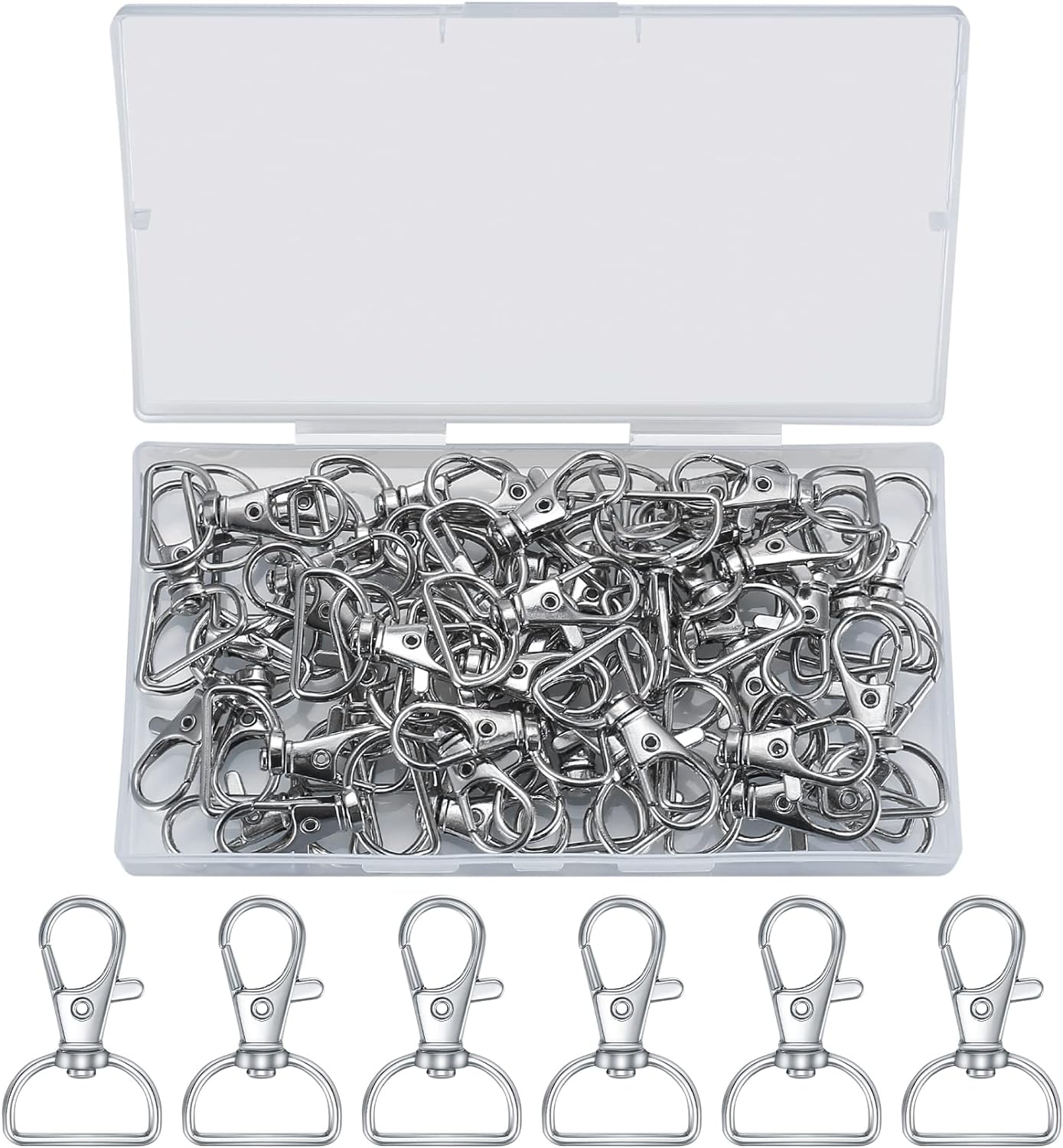 50 Pcs Swivel Clasps Clips, Key Chain Hooks with D Ring, Lobster Clasps Swivel T...