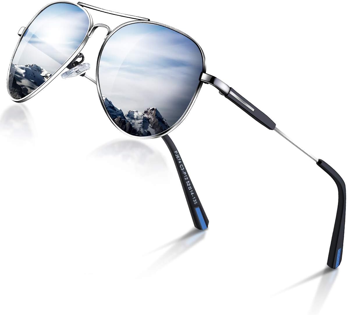 DADA-PRO Mens Sunglasses Polarised Sunglasses Womens Pilot Sun Glasses Black Des...