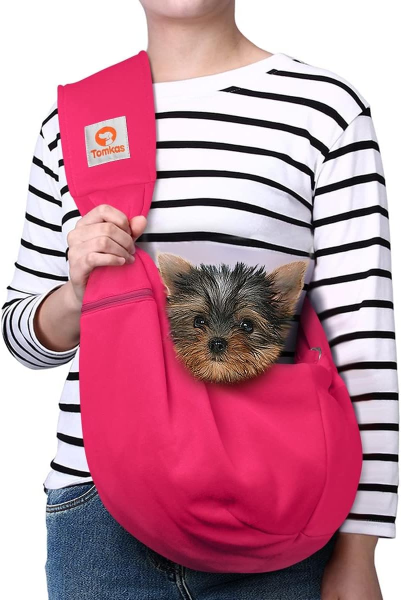 TOMKAS Dog Sling Carrier for Small Dogs Puppy Carrier for Small Dogs (Rose red,...