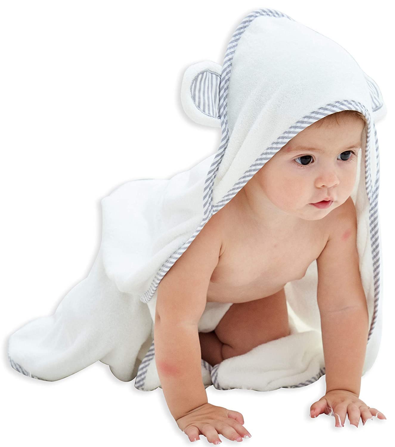 HIPHOP PANDA Hooded Towel - Rayon Made from Bamboo, Bath Towel with Bear Ears fo...