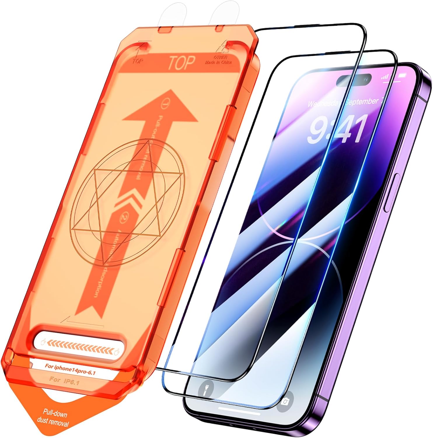 UniqueMe for iPhone 14 Pro Screen Protector - 6.1 inch [Auto-Dust Kit], Tempered...