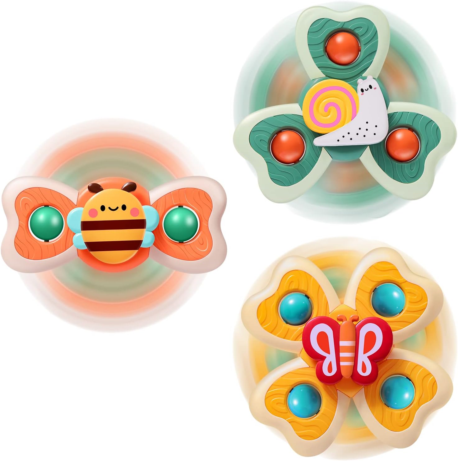 TOHIBEE 3PCS Suction Cup Spinner Toys for 1 2 Year...