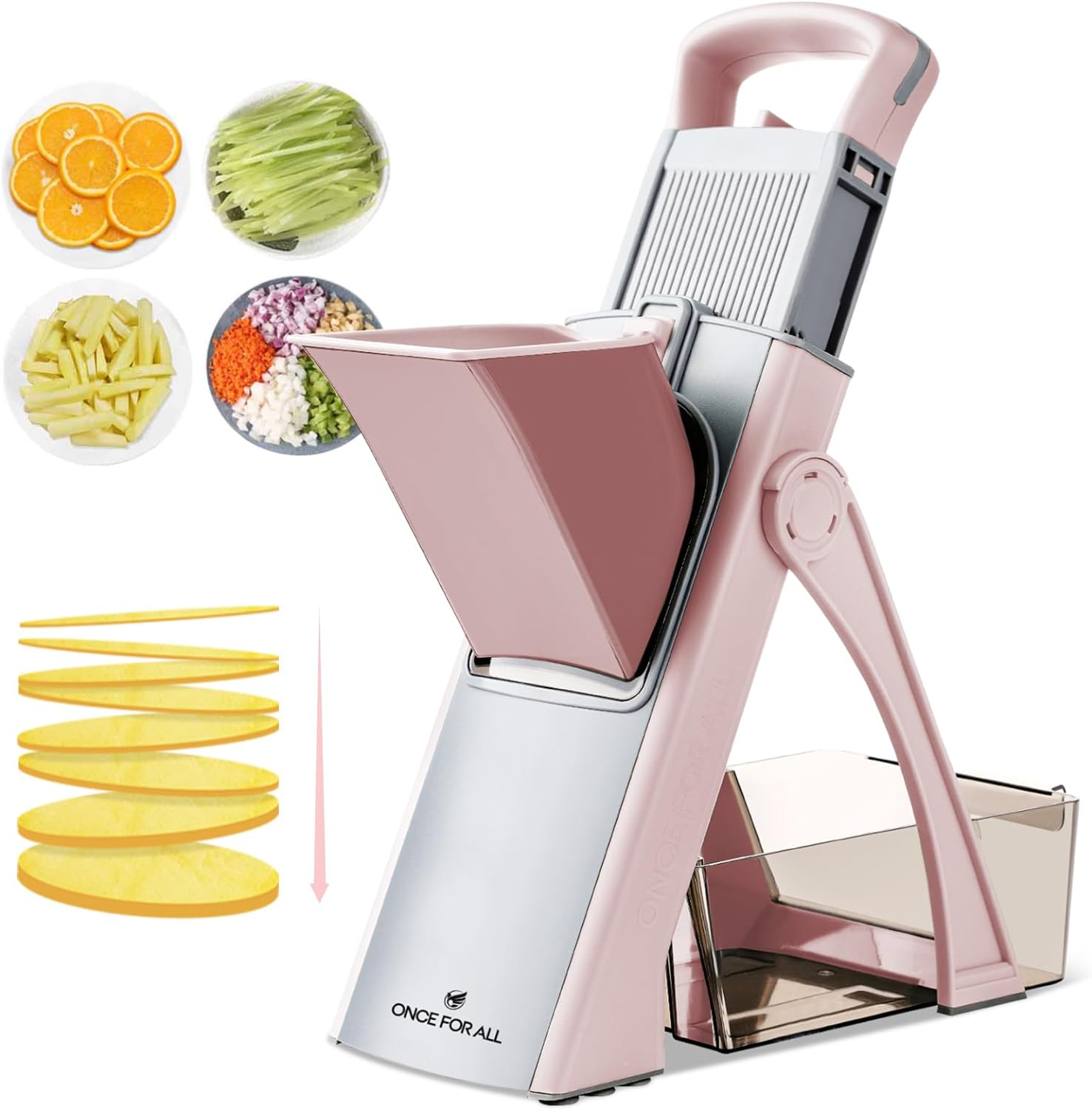ONCE FOR ALL Upgrade Safe Mandoline Slicer Plus, Adjustable Vegetable Food Chopp...