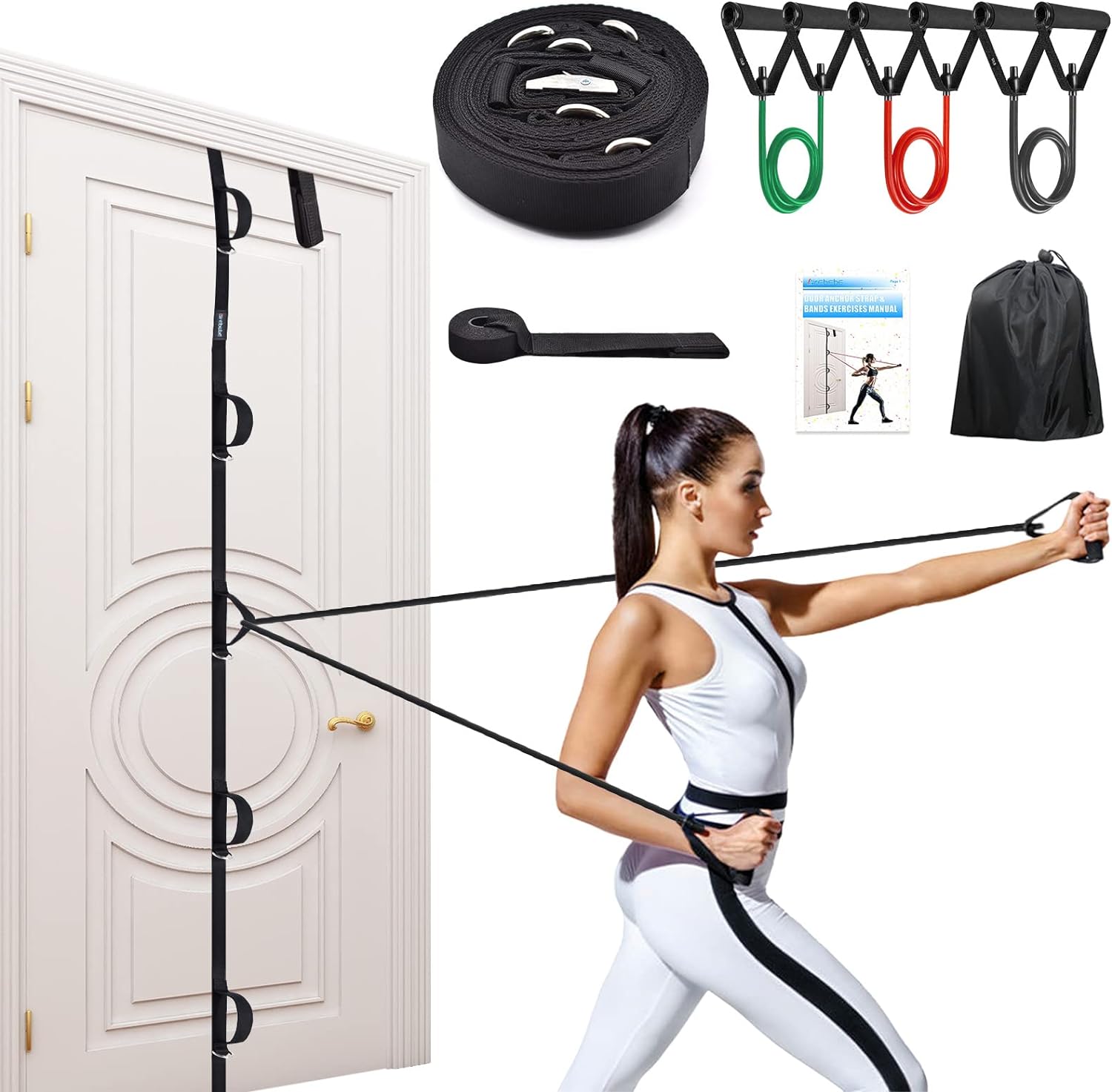 Brebebe Door Anchor Strap for Resistance Bands Exercises, Multi Point Anchor Gym...