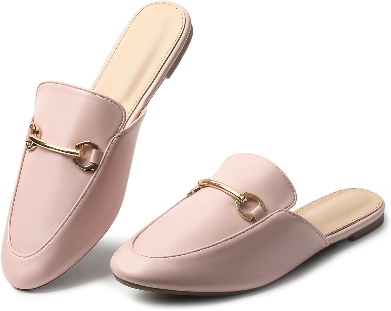 MUSSHOE Mules for Woman Buckle Flats Comfortable Slip on Women Mules Flats Shoes...